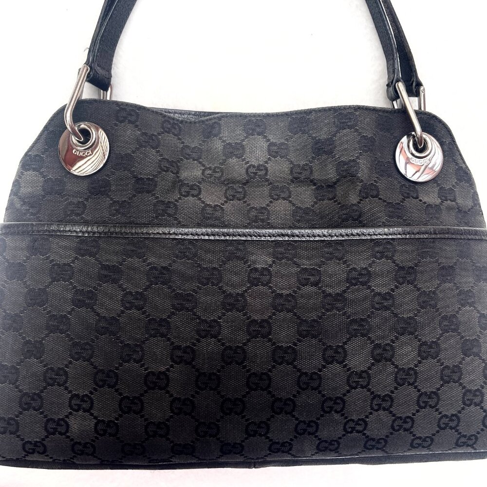 Gucci Eclipse GG Canvas/patent leather Medium Black Tote - Picture 15 of 17